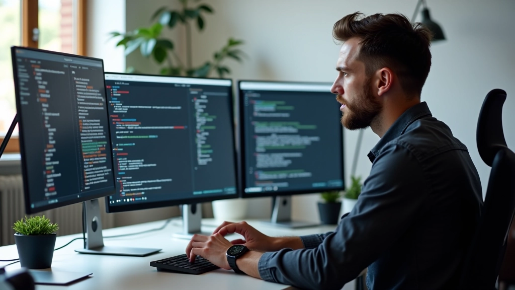 Développeur belgique testant un site responsive dans navigateurs Firefox Chrome Safari sur un poste de travail moderne