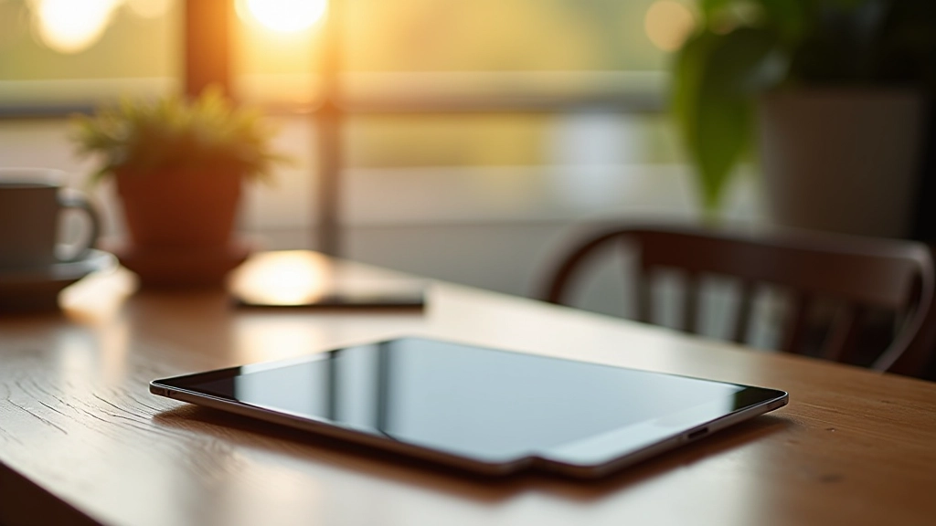 Tablette iPad affichant une mise en page réactive à deux colonnes avec contenu bien organisé et images proportionnelles