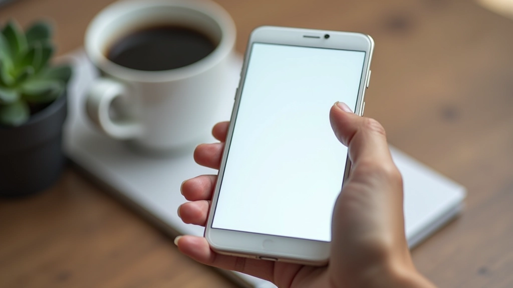 Écran de smartphone montrant une interface épurée avec navigation simple et boutons bien espacés